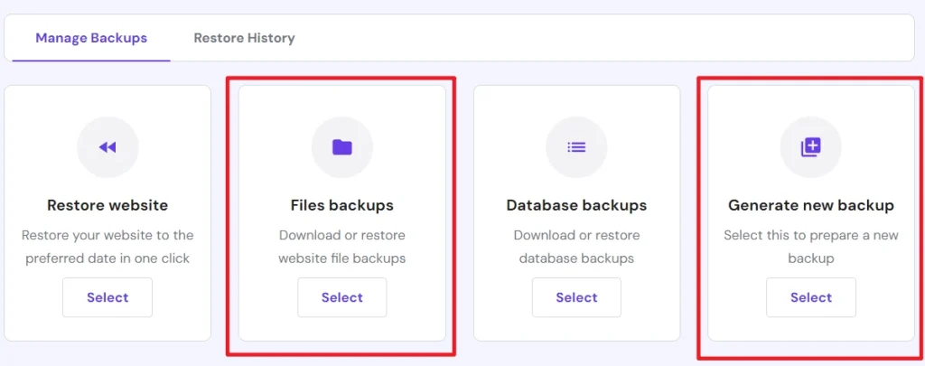 hostinger website backups feature