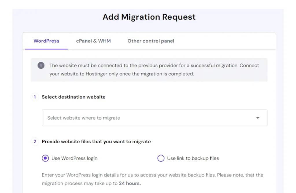 hostinger website migration