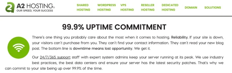 a2 hosting Uptime Guarantees